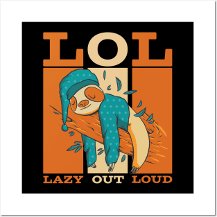 Funny Sleeping Lazy Sloth Posters and Art
